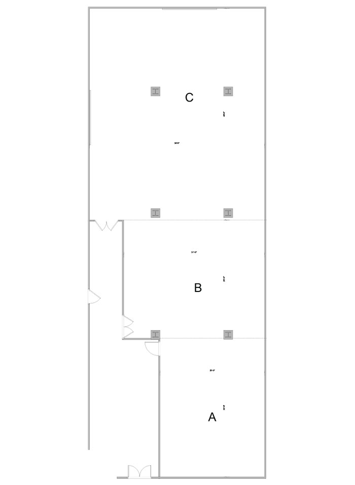 Aerial line drawing of the Harper dining conference room.
