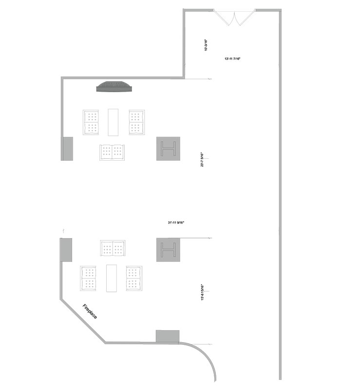 Aerial line drawing of the Smith lounge space.