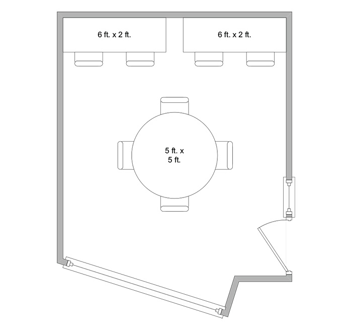 Aerial line drawing of the Kauffman 111 space.