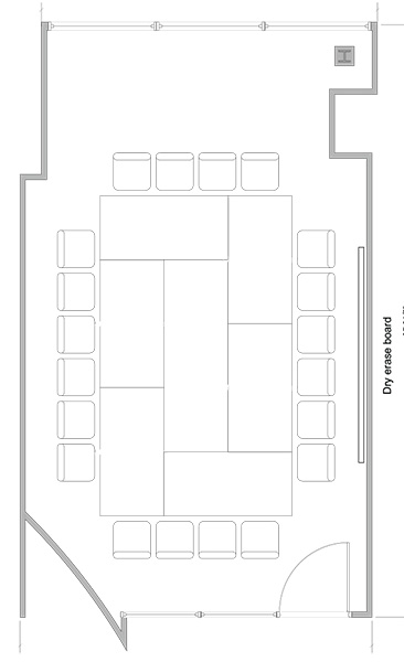 Aerial line drawing of the Eastside conference room space.