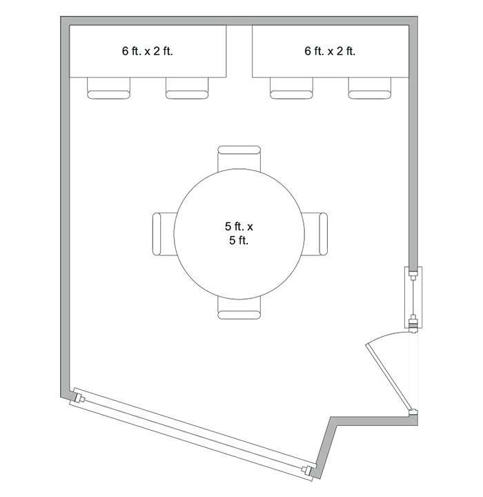 Aerial line drawing of the Kauffman 109 space.