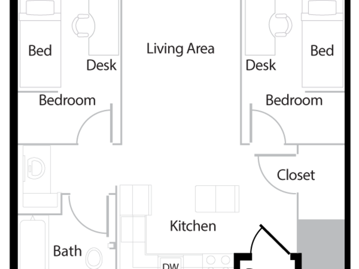 Village Apartment 2 Bedroom Floor Plan