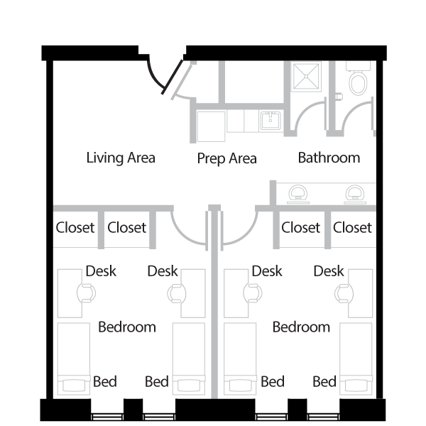 Two room floor plan.