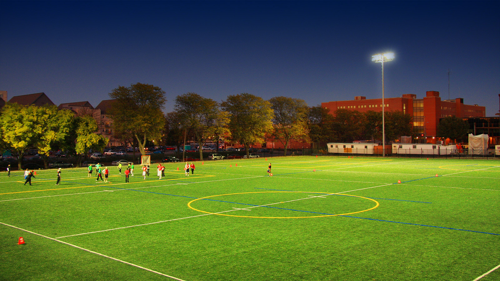 Outdoor courts at sundown.